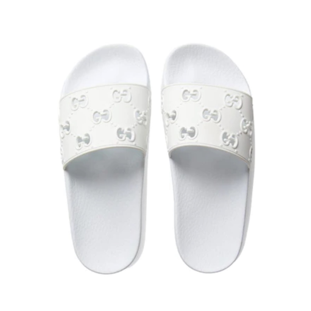 White Rubber Gucci Slides